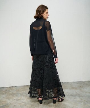 GRACE CONTINENTAL ケミカルレースパッチワークスカート ブラック