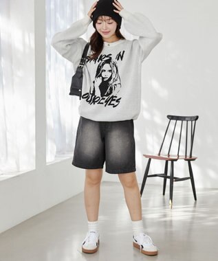 WEGO グラフィックBIGニットプルオーバー ホワイト