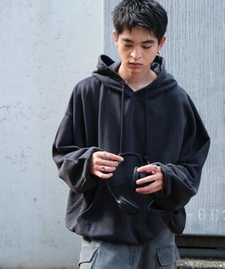 WEGO アシッドウォッシュバルーンパーカー ブラックその他