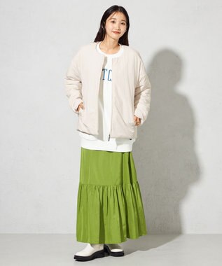 SHARE PARK LADIES 【ウォータープルーフ】　マキシティアードスカート ピスタチオ