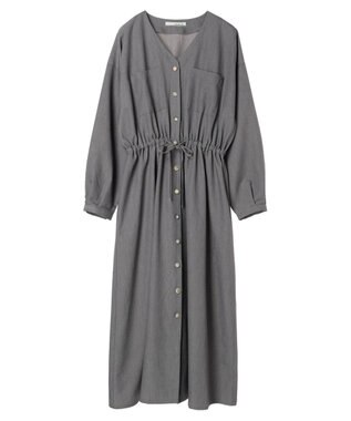 Green Parks ・ＥＬＥＮＣＡＲＥ　ＤＵＥ　Ｖネックイロイロ釦ワンピース Gray Mixture