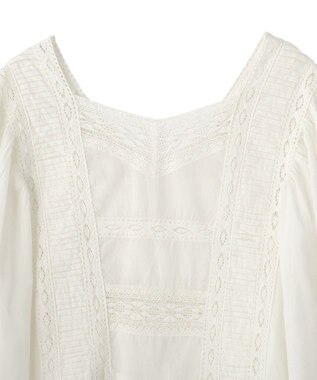 earth music&ecology 【WEB・一部店舗限定】【綿100％】レース＆ピンタックポンチョ Off White