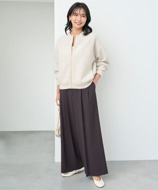 UNFILO ウールミルド ZIPニットブルゾン グレージュ