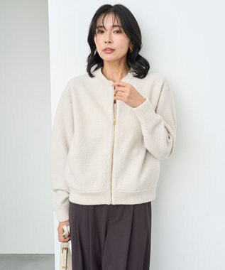 UNFILO ウールミルド ZIPニットブルゾン グレージュ