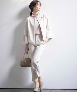 組曲 【KUMIKYOKU NAVY】コンフォータブルドレープフリル テーパードパンツ サンドベージュ系