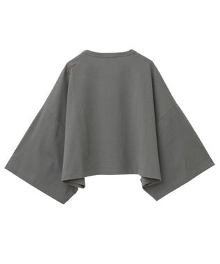 earth music&ecology アソートプリントワイドTee Charcoal Gray