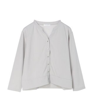 Green Parks カットジョーゼットドットボタンカーディガン Light Gray