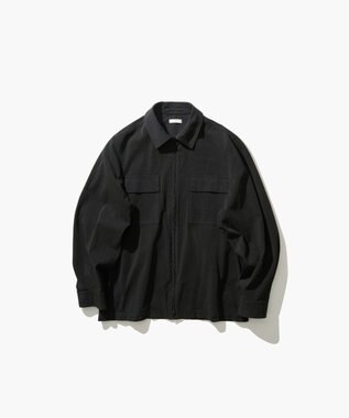 ATON COTTON VOILE SATIN | ジップアップジャケット - UNISEX BLACK