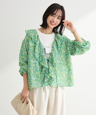 Green Parks 花柄フリルブラウス Green