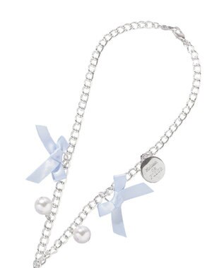 Maison de FLEUR ブルーマニアビジューリボンチャーム Grayish Blue