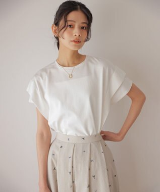 組曲 S GIZAコットンドルマンスリーブ Tシャツ アイボリー系