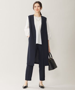 自由区 S 【セットアップ対応・UVカット・接触冷感・洗える】ライトストレッチテーパード パンツ ネイビー