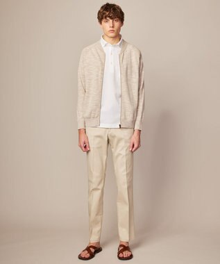 JOSEPH ABBOUD 【吸水速乾/上質感】千鳥サッカーポロシャツ ホワイト系