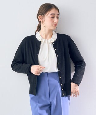 YECCA VECCA ラメ混クルーネックカーディガン Pink