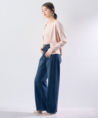 YECCA VECCA ラメ混クルーネックカーディガン Pink