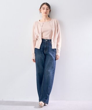 YECCA VECCA ラメ混クルーネックカーディガン Pink