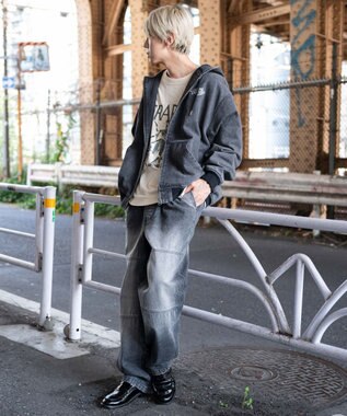 WEGO 【ユニセックス着用ITEM/MLサイズ展開】ワーカーズフードブルゾン デニムブラックソノタ