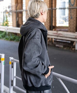 WEGO 【ユニセックス着用ITEM/MLサイズ展開】ワーカーズフードブルゾン デニムブラックソノタ