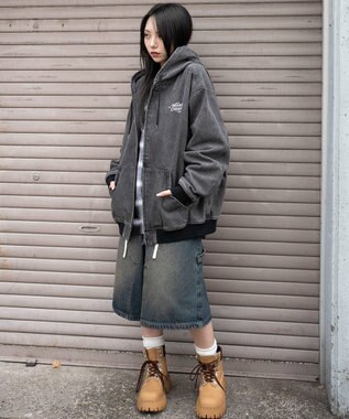 WEGO 【ユニセックス着用ITEM/MLサイズ展開】ワーカーズフードブルゾン デニムブラックソノタ