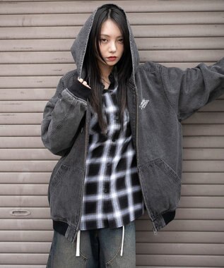 WEGO 【ユニセックス着用ITEM/MLサイズ展開】ワーカーズフードブルゾン デニムブラックソノタ