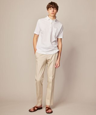 JOSEPH ABBOUD 【吸水速乾/上質感】千鳥サッカーポロシャツ ホワイト系