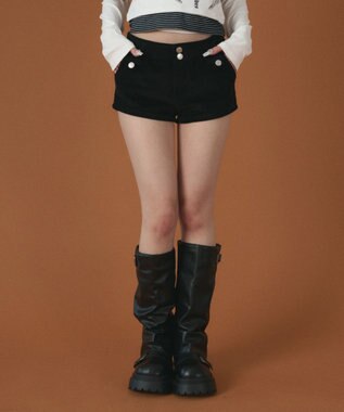 WEGO コーデュロイマイクロショートパンツ ブラック