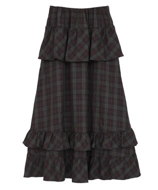 Green Parks ■ＥＳＣＡＲ　チェックペプラムフレアスカート Purple