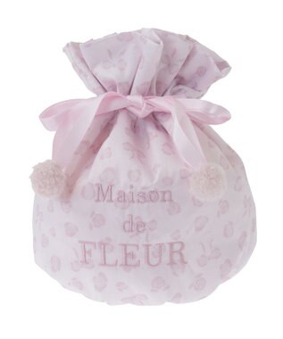 Maison de FLEUR リボンレオパード巾着ポーチ Light Pink