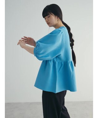 Green Parks armonia. ウエストギャザー袖ボリュームニット Blue
