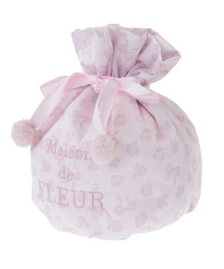 Maison de FLEUR リボンレオパード巾着ポーチ Light Pink