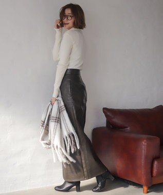 WEGO 【2025年秋冬新作】リブタートルニット ホワイト