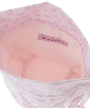 Maison de FLEUR リボンレオパード巾着ポーチ Light Pink