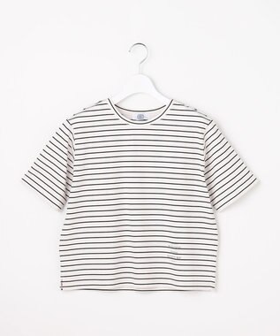 J.PRESS LADIES ロゴ Tシャツ オフ×ブラックボーダー系
