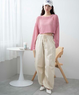 WEGO ショートメッシュニットプルオーバー ピンク