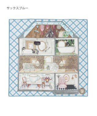 MOONBAT SWASH LONDON(スウォッシュロンドン） コットンハンカチーフ DOLLSHOUSE SURREALIST 52×52 日本製 サックスブルー