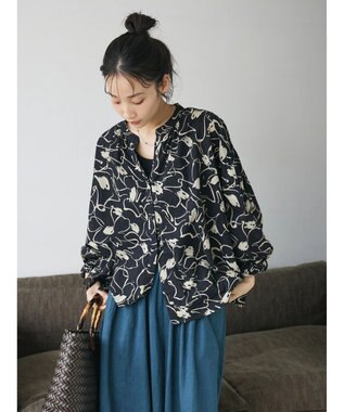 CRAFT STANDARD BOUTIQUE インド綿アソート柄シャツチュニック Black