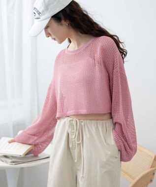 WEGO ショートメッシュニットプルオーバー ピンク