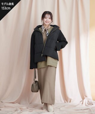 Tiaclasse ファイバーダウン×ダンボール異素材ショートコート ブラック