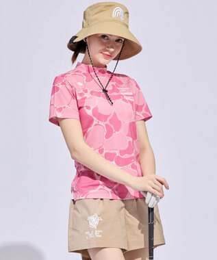 PW CIRCULUS 【MEN】WATER SURFACE プリントモックネックT ゴルフウェア レディース ピンク系5