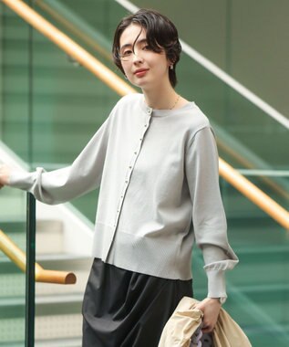 Green Parks 金釦コンパクトニットカーディガン Light Gray