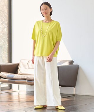 自由区 L 【接触冷感・UVカット・吸水速乾・洗える】シェルタリングドライオックスワイド パンツ アイボリー系