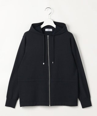 J.PRESS LADIES L Hood Cardigan ニット パーカー ネイビー系