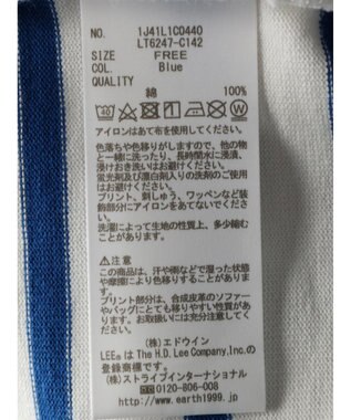 earth music&ecology Ｌｅｅ×ｅ．ｍ．ａ．ｅ　ＢＯＲＤＥＲ　Ｌ／Ｓ　ＴＥＥ Blue