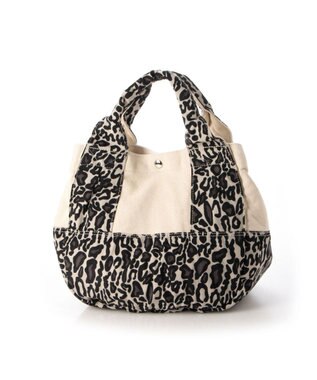 UNBILLION cachecache 製品洗いキャンバス×ナイロントートL レオパードアイボリー