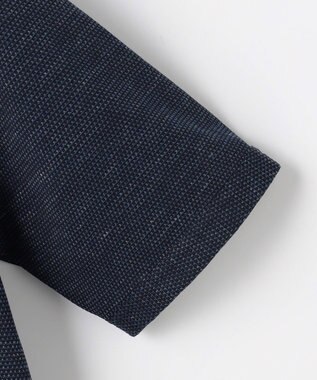 JOSEPH ABBOUD 【フランス産リネン×尾州の技術・清涼感】ノルマンディリネントップジャージー Vネック Tシャツ ネイビー系