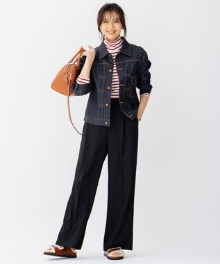 23区 クリアトリコチン ワイドパンツ ブラック系