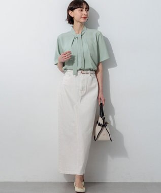 23区 23区DENIM Iライン デニムスカート ホワイト系