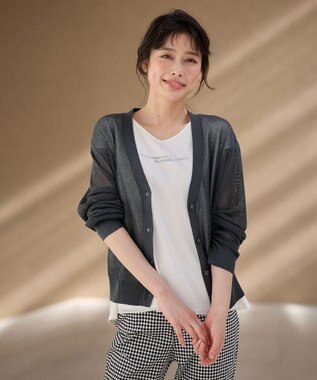 ANY メッシュカーディガン チャコール