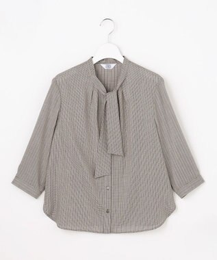 J.PRESS LADIES L 【シーンレスに活躍】ウォッシャブルキュプラツイル ボウタイ ブラウス ダークブラウン系