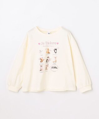 ANY KIDS 【綿100%】ネコアソート 長袖Tシャツ エクリュ